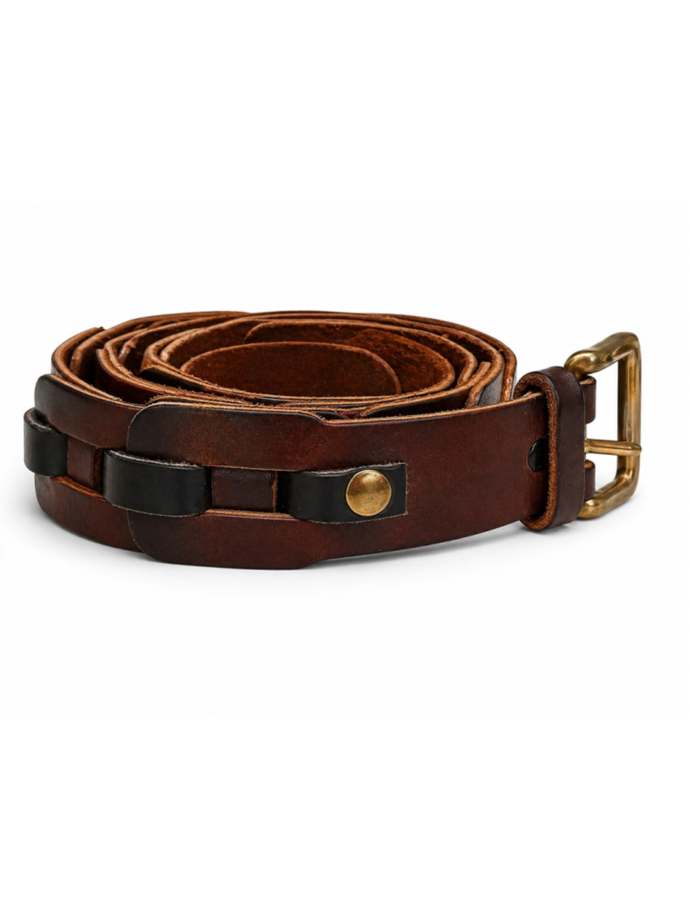 Dan Post Leather Men's Brown Braid Full Grain Leather Belt Sz 40 Brass Western